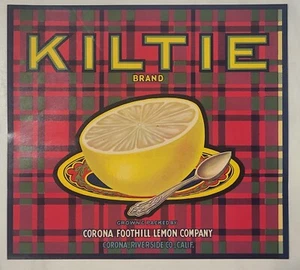 LABEL Kiltie Citrus Tartan Corona Riverside California Grapefruit Oranges - Picture 1 of 1