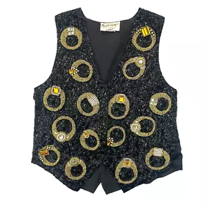 De Colección Moda Fantasía Chaleco Mujeres Mediano Lentejuelas Cuentas Adornado Anillos Compromiso - Imagen 1 de 14
