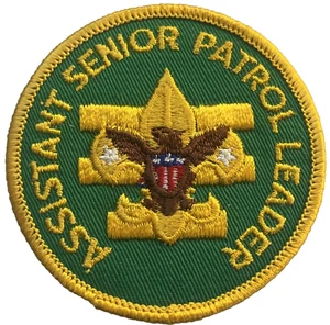 VTG Boy Scouts BSA "ASSISTANT SENIOR PATROL LEADER" Iron-On Patch 3" NOS - Picture 1 of 3