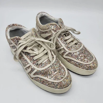 Zapatillas Jimmy Choo Hawaii Cuero Brillo Mochi Latte Talla 42 EE. UU. 9 Foto 1 de 4