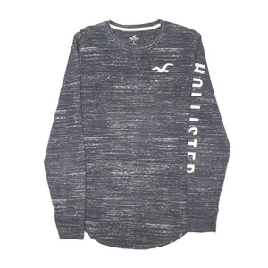 HOLLISTER Black T Shirt Tee Long Sleeve Cotton Mens M - Picture 1 of 5