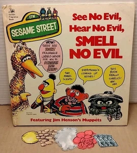1975 Sesame Street See No Evil Hear No Evil Smell No Evil Scratch N Sniff 1st Ed - Picture 1 of 6