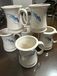 "Tazas MCM de cerámica Dolphin de 4"" de alto hechas a mano 6 piezas" - Imagen 1 de 17
