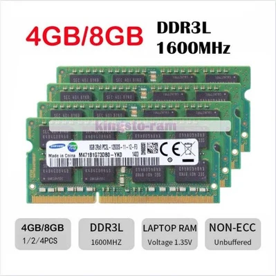 Samsung 4GB 8GB 16GB DDR3-1600MHz PC3L-12800 204Pin 1.35V SODIMM Laptop Speicher - Bild 1 von 3