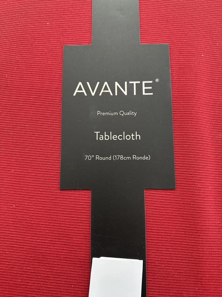 AVANTE solid RED "70" round  woven Tablecloth New - Image 1 of 1