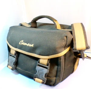 Vintage Canvas gepolsterte Kameratasche mehrere Fächer Schnalle Softshell mit Gurt - Bild 1 von 12