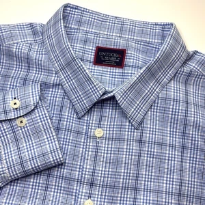 UNTUCKit Durbanville WF Shirt Mens XXL Tall Slim Blue & White Plaid  Long Sleeve - Picture 1 of 6