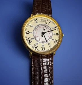Japan Vintage MIRAGE Genuine leather WATCH Tachymeter Chronograph Roman numerals - Picture 1 of 12