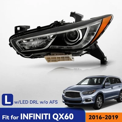 HID Projector Headlight W/ LED DRL For 2016-2019 Infiniti QX60 W/O AFS Left Side Foto 1 de 4