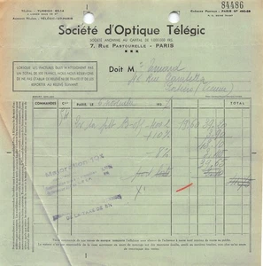 1938 SOCIETE D OPTIQUE TELEGIC A PARIS - M EMARD A POITIERS - Picture 1 of 1