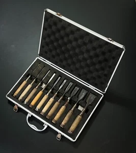 Vintage Japanese Chisel nomi 10set made by blacksmith / Hammer Hand Tool e86 - Picture 1 of 24