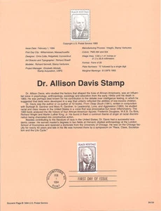 #9404 29c sello Allison Davis #2816 USPS página de recuerdo - Imagen 1 de 1
