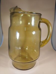 Vintage Amber Glass 9.75" Large 2.5qt  Water/Drink Pitcher w/Ice Lip
