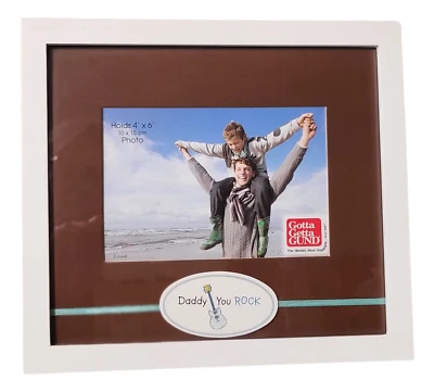 GUND Daddy You Rock Picture Frame 4x6 Landscape Photo White Wood Father Gift - Image 1 of 4