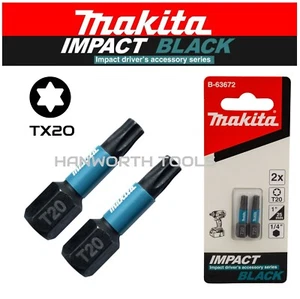 Juego de brocas destornillador Makita Torx T20 x2 negro impacto TX20 inserto de controlador estrella 25 mm - Imagen 1 de 15