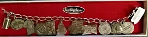 Vintage Pennsylvania Iconic Charms Coal Sterling Silver 7" Bracelet - Picture 1 of 5