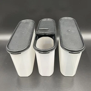 3 Tupperware Modular Mates SUPER OVAL 3 Storage Container 2401B with Black Lids - Picture 1 of 5