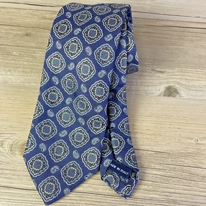 Geoff Nicholson Textured Geometric Tie Blue Gray Paisley 61" x 3 ⅜ " Italy - Picture 1 of 7