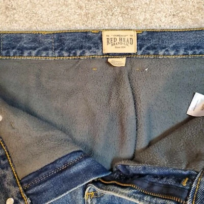 Мужские джинсы Red Head 34x30 прямые штанины теплые фланелевые с подкладкой джинсовые брюки рабочая одежда - Изображение 1 из 4