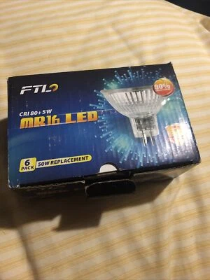 [6 Pack] FTL LED MR16 5W 12V  50W Halogen Replacement Bulbs GU5.3 Bi-Pin 5000K - Image 1 of 4
