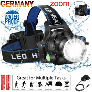 Hell  stirnlampe L2 CREE LED Kopflampe FACKEL TASCHENLAMP 2x 18650 Akku - Bild 1 von 11