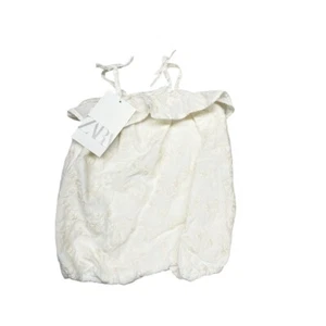 NWT Zara Embroidered Bubble Romper 3-6 mos Ivory Cotton - Picture 1 of 5
