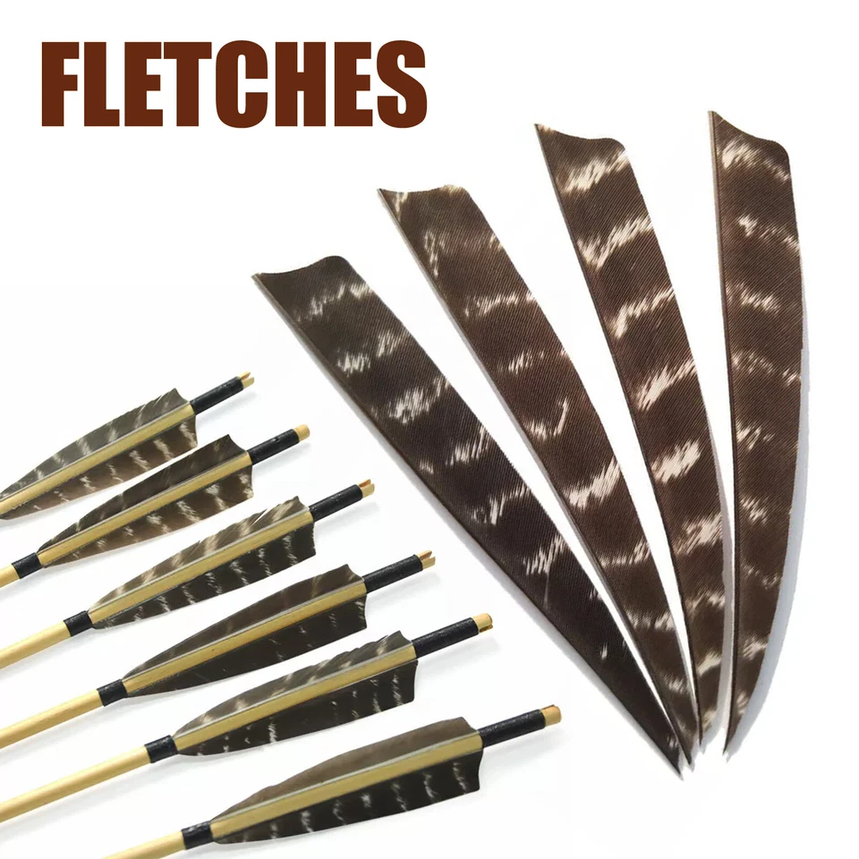 5in Archery Arrow Feather Fletches Right Left Wings Natural Turkey Fletching DIy - Image 1 of 4