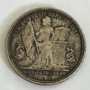 HONDURAS SILVER 50 CENTAVOS 1884 - Picture 1 of 2