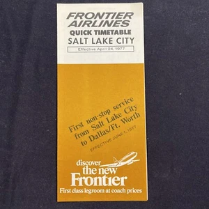1977 FRONTIER AIRLINES Salt Lake City Timetable April Reference Vintage - Picture 1 of 7