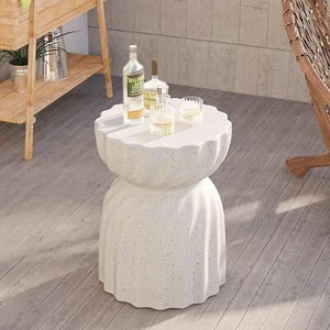 Sturdy Round Patio Mgo End Table Lightweight Small Accent Stool f Indoor Outdoor - Picture 1 of 16