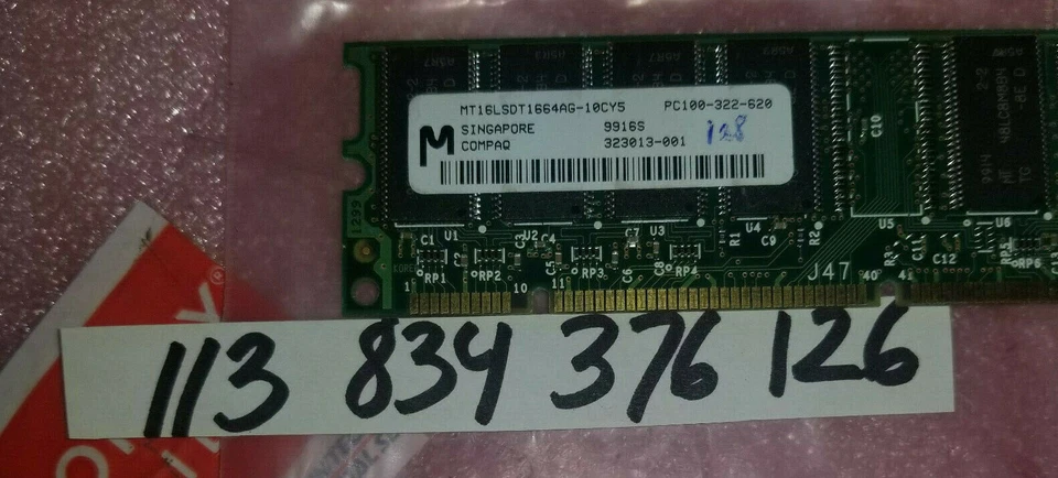 128MB SDR SD SDRAM PC PC100 100 SYNCH  DUAL RANK 2RX8 8X8 168PIN NON-ECC UDIMM  - Image 1 of 1