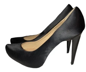 Bombas de plataforma satinada negra BCBG MAXAZRIA ""Skyla"" con tacones de alto brillo 10 - Imagen 1 de 7