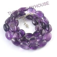 Amethyst Gemstone Beads Necklace Christmas Gift Jewelry 925 Sterling Silver