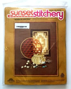 Kit ricamo cucitura tramonto grande 16" x 20" nuovo con scatola American Heritage Basket - Foto 1 di 9