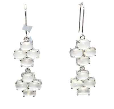 Orecchini Pendenti 925 Argento Sterling Naturale Pietra di Luna Gemma Donna F130 - Immagine 1 di 4