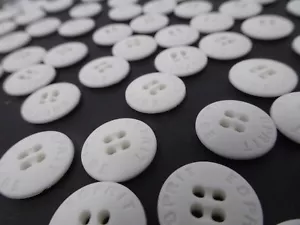 Vintage White Esprit Round 4-Hole Buttons 15mm Lot of 13 B71 - Picture 1 of 8