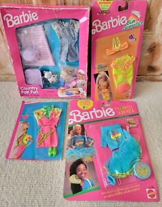 Vintage Barbie Four Boxed Outfits Bundle Sun Sensations Flower Surprise Country 