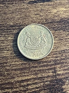 2015 Singapore 5 Cents Brass Plated Steel Coin National arms City view TK9452* - Picture 1 of 3