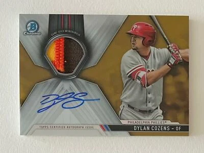 2017 BOWMAN CHROME DYLAN COZENS AUTO JERSEY PATCH GOLD REFRACTOR 5/50 PHILLIES - Image 1 of 2