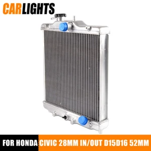 Fit For HONDA CIVIC 1992-00 EK EG D15 D16 3 Row 52mm Aluminum Radiator Silver - Picture 1 of 7