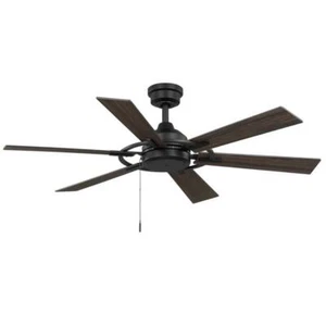 Home Decorators Indoor/Outdoor Ceiling Fan 52" 3-Speed AC-Motor 6-Blades Black - Picture 1 of 9