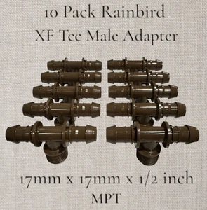 10-Pack | Rain Bird XF Tee Male Adapter 17mm x 17mm x 1/2 inch MPT - XFFTMA050 - Picture 1 of 8