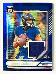 2024 Donruss Optic LaMar Jackson Jersey Card Threads BLUE Hyper Prizm Ravens! - Picture 1 of 3