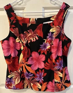 DressBarn Bright Floral Tank-Blouse w/Hem Slits-Sz 16-Pre-Owned - Picture 1 of 4