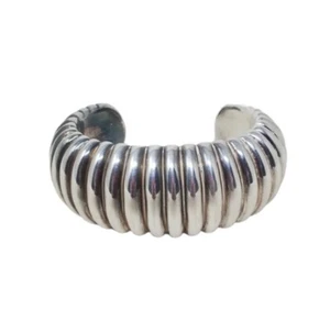 Brazalete de plata esterlina 925 firmado por Frederic Duclos de colección década de 1980 puño electroform - Imagen 1 de 11