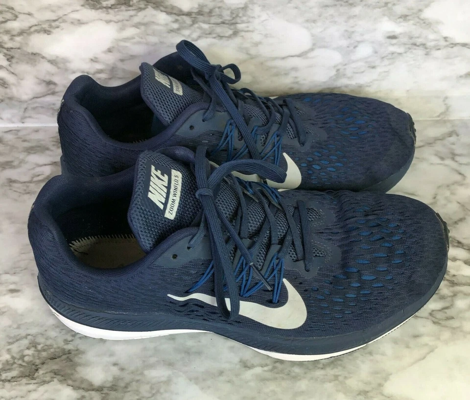 Tênis de corrida Nike Zoom Winflo 5 masculino AV8011-401 azul branco EUA tamanho 11.5 (4E) - Imagem 1 de 4