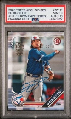 2020 Topps Archives Signature Series Bo Bichette Auto /56 PSA 9 Auto 10 POP 1 - Image 1 of 4