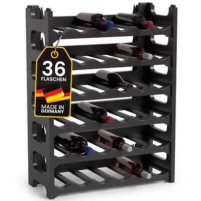 Flaschenregal Weinregal stapelbar für 36 Wein Weinschrank Flaschenständer Alpfa - Bild 1 von 4