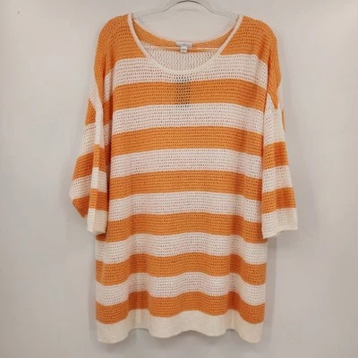 J. Jill Striped Open Knit Sweater Womens Plus Size 2X Apricot Cream NWT  - Image 1 of 4