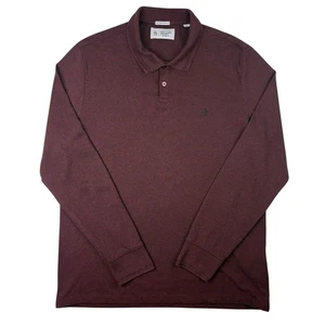 Penguin Burgundy long sleeve slim fit polo shirt 2XL #0140 - Picture 1 of 6
